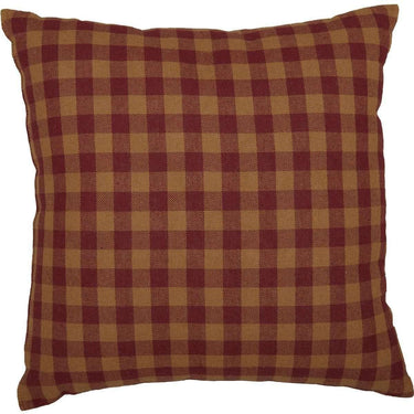 Burgundy Check Fabric Pillow 12x12 VHC Brands - The Fox Decor